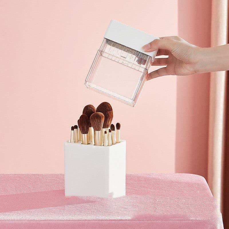 image-Inverted Makeup Brush Storage Bucket Dressing Table Eyeliner Powder Brush Eyebrow Pencil Lipstick Storage Box
