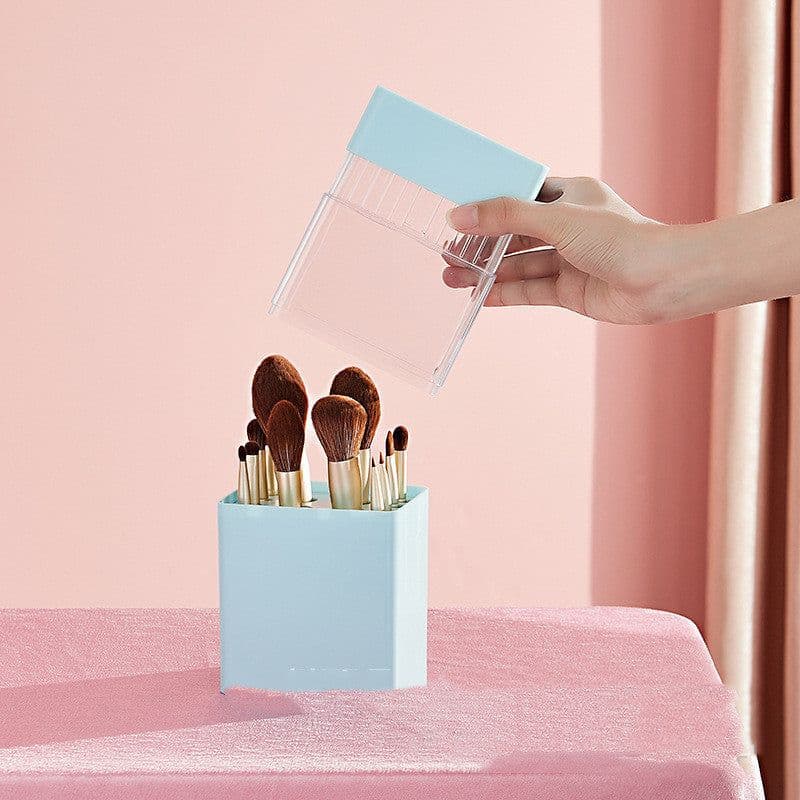 image-Inverted Makeup Brush Storage Bucket Dressing Table Eyeliner Powder Brush Eyebrow Pencil Lipstick Storage Box