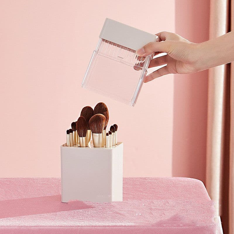 image-Inverted Makeup Brush Storage Bucket Dressing Table Eyeliner Powder Brush Eyebrow Pencil Lipstick Storage Box