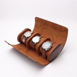 image-Watch Storage Case 3 Slots PU Leather Watch Organizer Box for Travel Business Trip