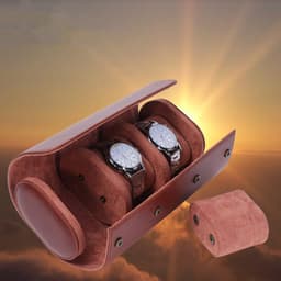 image-Watch Storage Case 3 Slots PU Leather Watch Organizer Box for Travel Business Trip