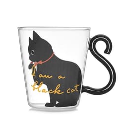 image-Kitchen Home Cute Cat Glass Juice Coffee Cup Milk Tea Coffee Glass Mug Cat Tail Handle Cat Valentine's Day Lover Gifts Stainless Spoon