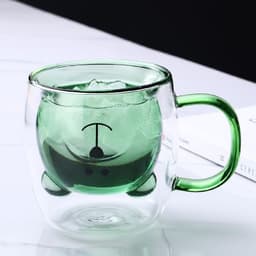 image-Creative Bear Double Coffee Milk Glass Cute Summer Kids Juicy Cup