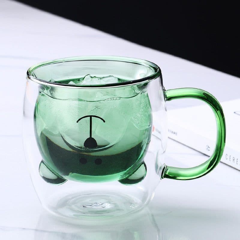 image-Creative Bear Double Coffee Milk Glass Cute Summer Kids Juicy Cup