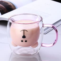 image-Creative Bear Double Coffee Milk Glass Cute Summer Kids Juicy Cup