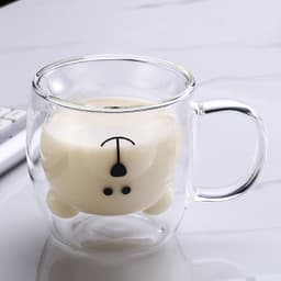 image-Creative Bear Double Coffee Milk Glass Cute Summer Kids Juicy Cup