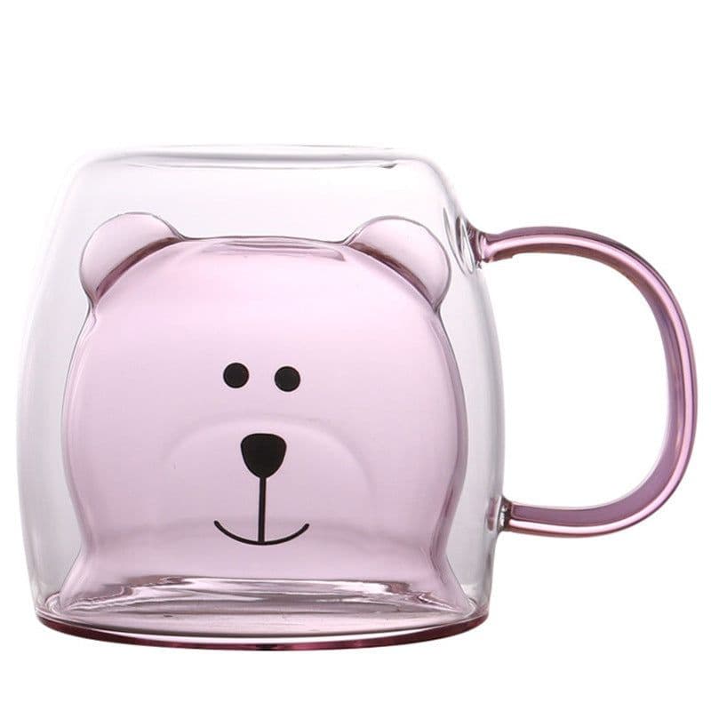 image-Creative Bear Double Coffee Milk Glass Cute Summer Kids Juicy Cup