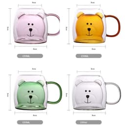 image-Creative Bear Double Coffee Milk Glass Cute Summer Kids Juicy Cup