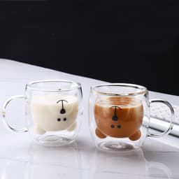 image-Creative Bear Double Coffee Milk Glass Cute Summer Kids Juicy Cup