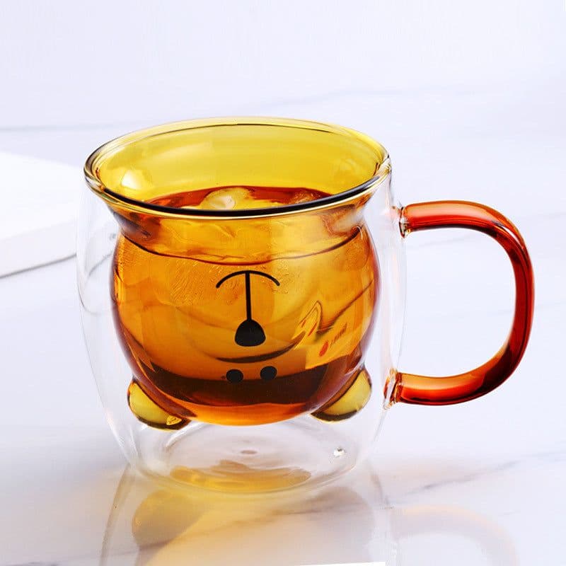 image-Creative Bear Double Coffee Milk Glass Cute Summer Kids Juicy Cup