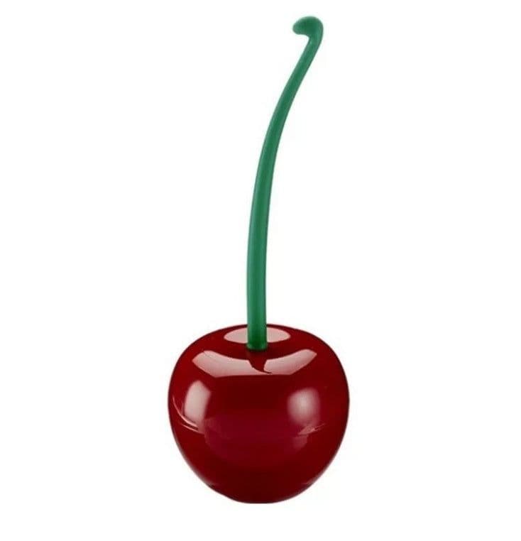 image-Long Handle Soft Hair Household Toilet Brush Cherry Toilet Brush Daily Necessities Creative Plastic Cleaning Brush Toilet Brush Set