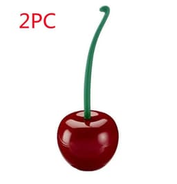 image-Long Handle Soft Hair Household Toilet Brush Cherry Toilet Brush Daily Necessities Creative Plastic Cleaning Brush Toilet Brush Set