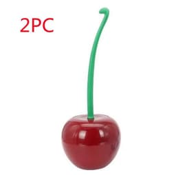 image-Long Handle Soft Hair Household Toilet Brush Cherry Toilet Brush Daily Necessities Creative Plastic Cleaning Brush Toilet Brush Set