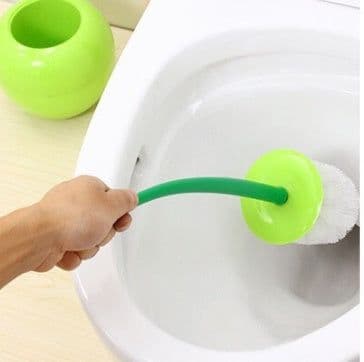 image-Long Handle Soft Hair Household Toilet Brush Cherry Toilet Brush Daily Necessities Creative Plastic Cleaning Brush Toilet Brush Set