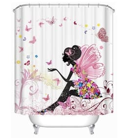 image-Art Design Graffiti Art Hip Hop African Girl with Black Hair Big Earring with Modern Building Shower Curtain for Bathroom Decor