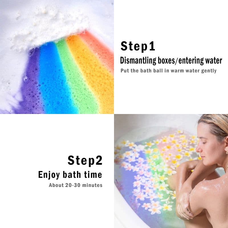 image-Rainbow Cloud Salt Essential Oil Bathing Ball Bubble Exfoliating Moisturizing Skin Care Props Natural Bubble Bath Bombs Ball