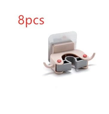 image-Nail-free multi-function traceless mop holder receives mop hook bathroom wall hanging broom holder mop clip