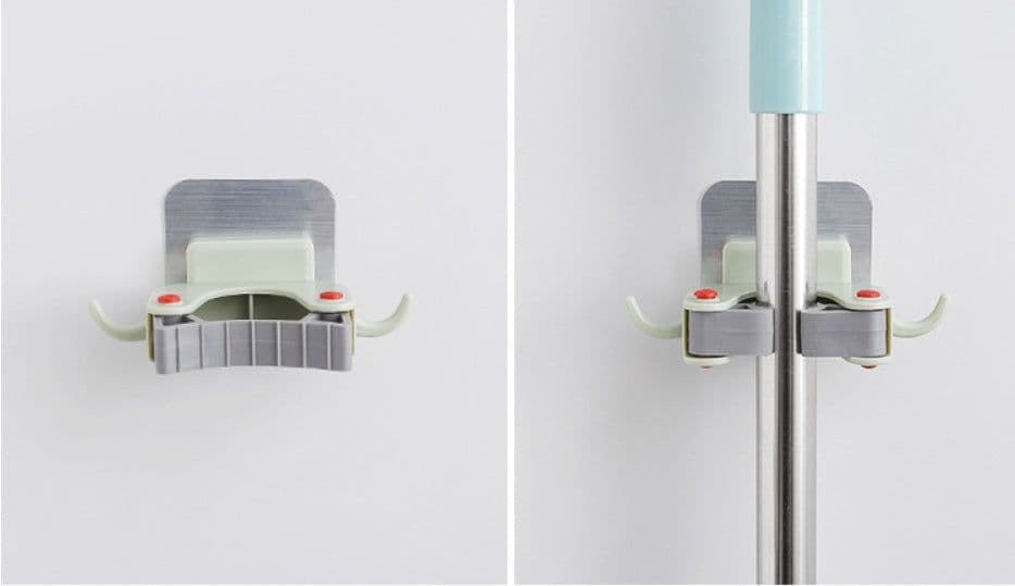 image-Nail-free multi-function traceless mop holder receives mop hook bathroom wall hanging broom holder mop clip