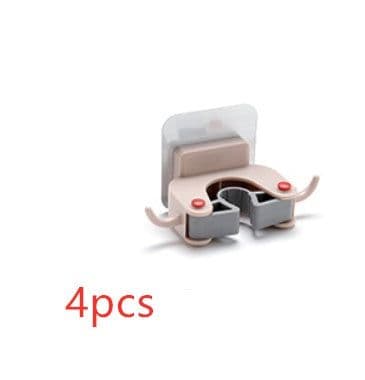image-Nail-free multi-function traceless mop holder receives mop hook bathroom wall hanging broom holder mop clip