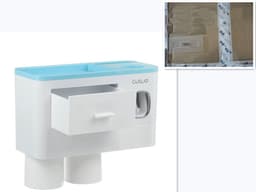image-Non-marking Hanging Magnetic Toothbrush Holder Single Drawer Storage Rack With Toothpaste Squeezer Toiletry Set
