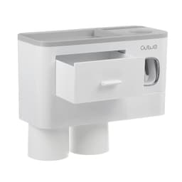 image-Non-marking Hanging Magnetic Toothbrush Holder Single Drawer Storage Rack With Toothpaste Squeezer Toiletry Set