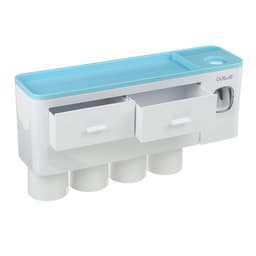 image-Non-marking Hanging Magnetic Toothbrush Holder Single Drawer Storage Rack With Toothpaste Squeezer Toiletry Set