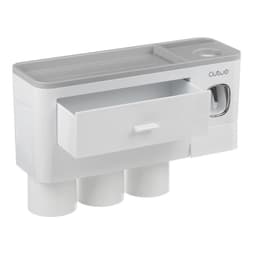 image-Non-marking Hanging Magnetic Toothbrush Holder Single Drawer Storage Rack With Toothpaste Squeezer Toiletry Set