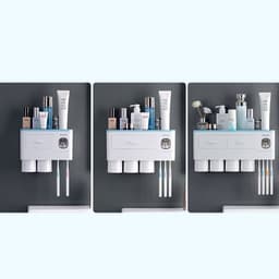 image-Non-marking Hanging Magnetic Toothbrush Holder Single Drawer Storage Rack With Toothpaste Squeezer Toiletry Set