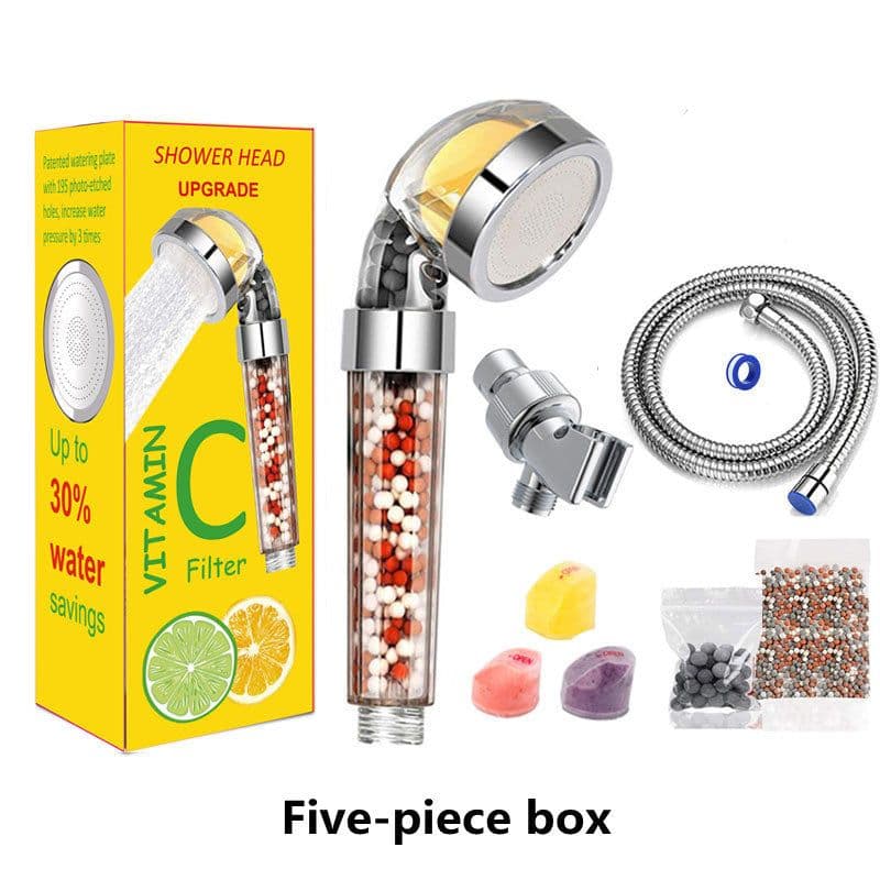 image-Bathroom Aroma Shower Head Vitamin C Lemon Scent Anion Shower Head High Pressure Saving Water Fragrance Filtration Bath Shower
