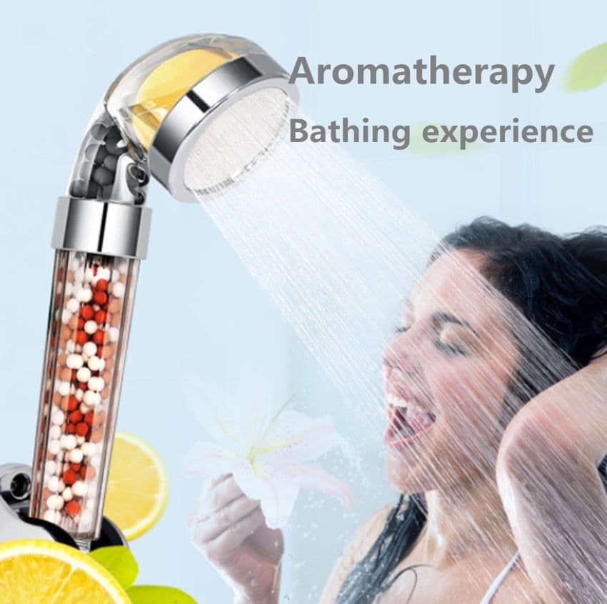 image-Bathroom Aroma Shower Head Vitamin C Lemon Scent Anion Shower Head High Pressure Saving Water Fragrance Filtration Bath Shower