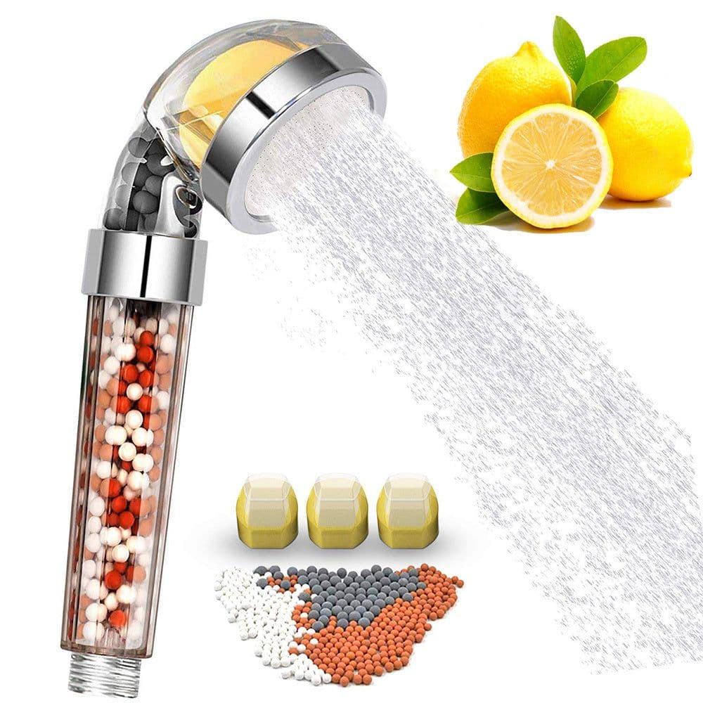 image-Bathroom Aroma Shower Head Vitamin C Lemon Scent Anion Shower Head High Pressure Saving Water Fragrance Filtration Bath Shower