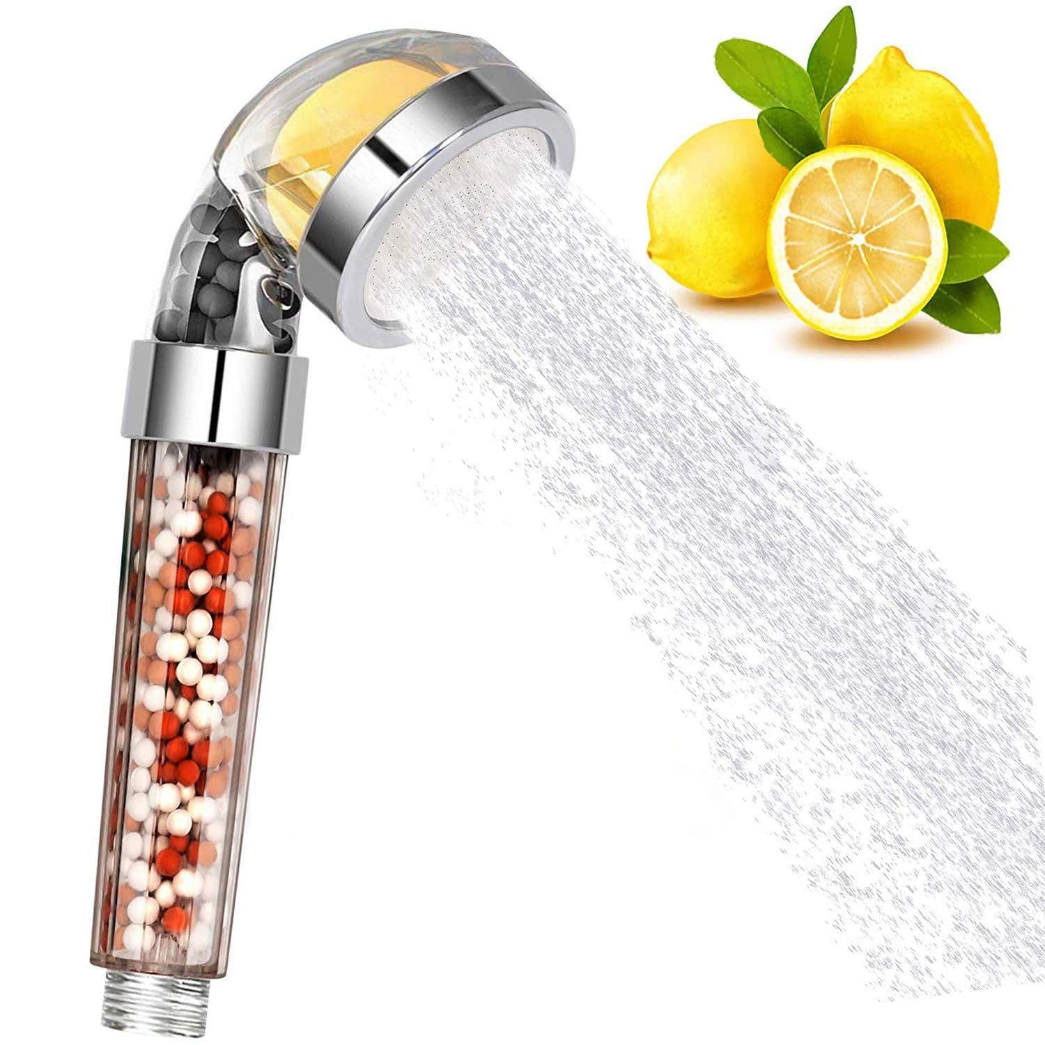 image-Bathroom Aroma Shower Head Vitamin C Lemon Scent Anion Shower Head High Pressure Saving Water Fragrance Filtration Bath Shower