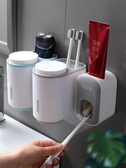 image-Wall Mounted Automatic Toothpaste Holder Bathroom Accessories Set Dispenser