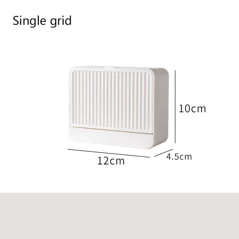image-Double Grids Soap Storeage Box Wall Puch Free Drain Soap Holder