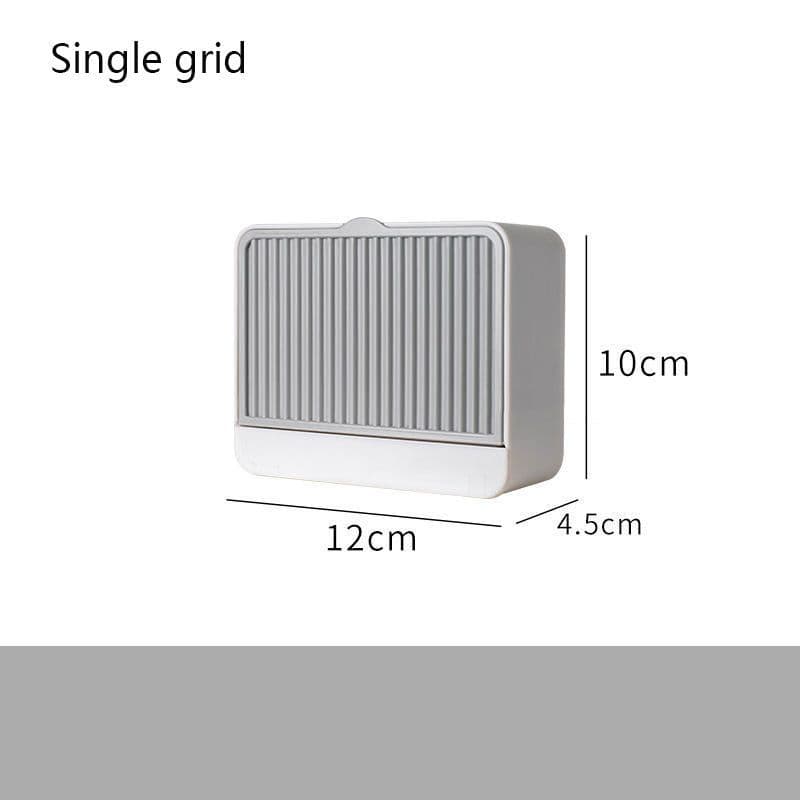 image-Double Grids Soap Storeage Box Wall Puch Free Drain Soap Holder