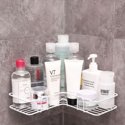 image-Bathroom Shelf Corner Frame Shower Wrought Iron Kitchen Accessories Storage Rack Holder Bathroom Shelves Bathroom Equipment