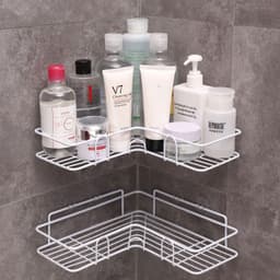 image-Bathroom Shelf Corner Frame Shower Wrought Iron Kitchen Accessories Storage Rack Holder Bathroom Shelves Bathroom Equipment