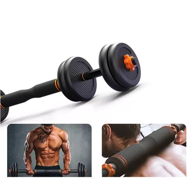 image-Men's Fitness Equipment Rubberized Dumbbell Household Kettlebell Removable Barbell