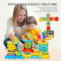 image-Electric Gears 3D Model Building Kits Plastic Brick Blocks Educational Toys for Kids