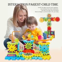 image-Electric Gears 3D Model Building Kits Plastic Brick Blocks Educational Toys for Kids