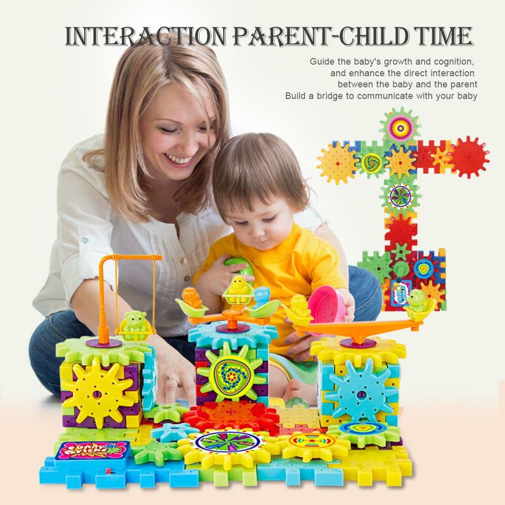 image-Electric Gears 3D Model Building Kits Plastic Brick Blocks Educational Toys for Kids