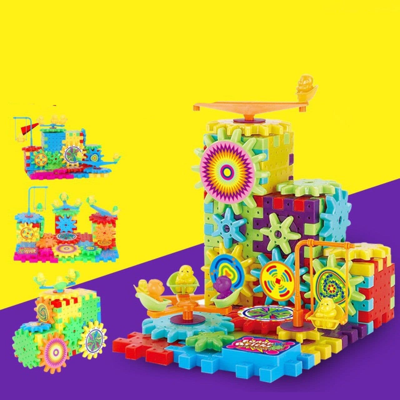 image-Electric Gears 3D Model Building Kits Plastic Brick Blocks Educational Toys for Kids