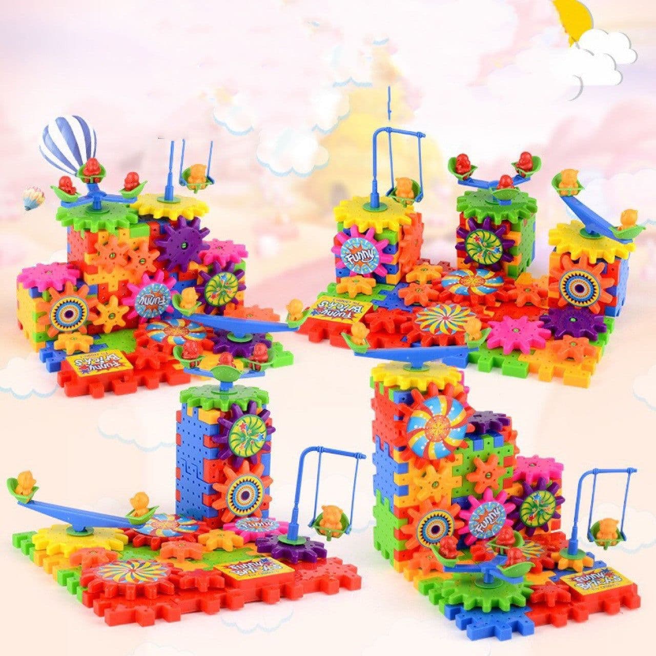 image-Electric Gears 3D Model Building Kits Plastic Brick Blocks Educational Toys for Kids