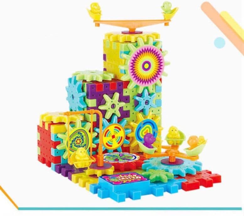 image-Electric Gears 3D Model Building Kits Plastic Brick Blocks Educational Toys for Kids