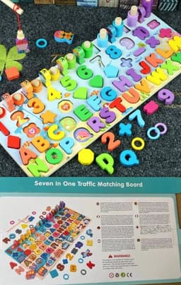 image-3D Preschool Children Educational Toys Wooden Montessori Arithmetic Magnetic Matching Building Block Toys
