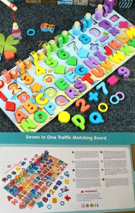 image-3D Preschool Children Educational Toys Wooden Montessori Arithmetic Magnetic Matching Building Block Toys