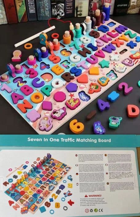 image-3D Preschool Children Educational Toys Wooden Montessori Arithmetic Magnetic Matching Building Block Toys