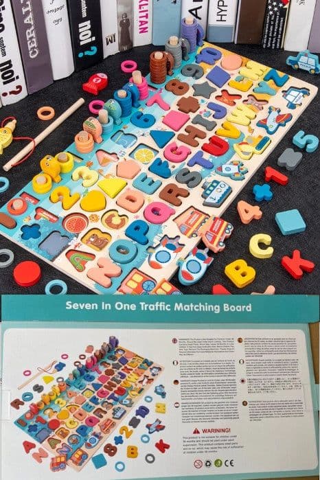 image-3D Preschool Children Educational Toys Wooden Montessori Arithmetic Magnetic Matching Building Block Toys