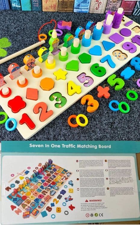 image-3D Preschool Children Educational Toys Wooden Montessori Arithmetic Magnetic Matching Building Block Toys