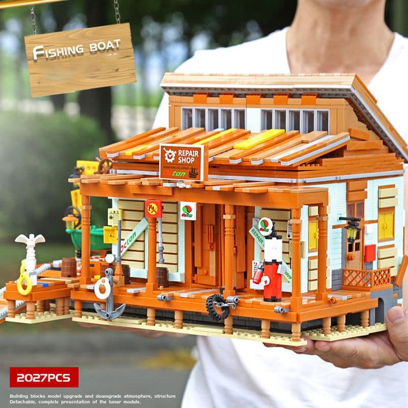 image-Blocks Bricks Old Fishing House Series Captain's Wharf Toys For Kids Christmas Gifts